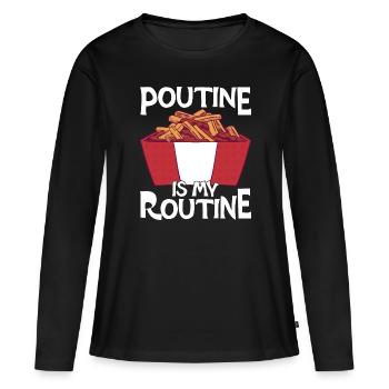 Poutine Canada Restauration rapide spécialisée - T-shirt manches longues Premium bio Femme - noir - Devant - Julia (174cm)
