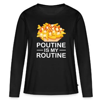 Poutine Canada Restauration rapide spécialisée - T-shirt manches longues Premium bio Femme - noir - Devant - Julia (174cm)