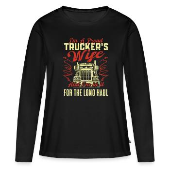 Lastwagen Truck LKW - Frauen Premium Bio Langarmshirt - Schwarz - Vorne - Julia (174cm)