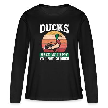 Ente Retro Entchen - Frauen Premium Bio Langarmshirt - Schwarz - Vorne - Julia (174cm)