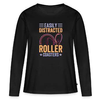 Citation de parc à thème pour un amateur de parcs à thème - T-shirt manches longues Premium bio Femme - noir - Devant - Julia (174cm)