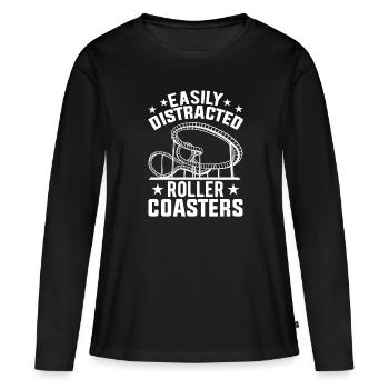 Citation de parc à thème pour un amateur de parcs à thème - T-shirt manches longues Premium bio Femme - noir - Devant - Julia (174cm)
