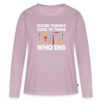 Archaeology for Men, Women, Anthropology - Women's Premium Organic Long Sleeve Shirt - dusky pink - Front - Julia (174cm)