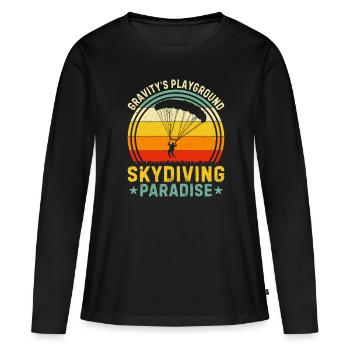 Parachutisme Parachutisme - T-shirt manches longues Premium bio Femme - noir - Devant - Julia (174cm)
