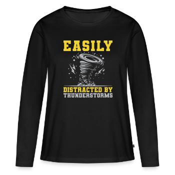 Capturez l’essence des orages et des tornades - T-shirt manches longues Premium bio Femme - noir - Devant - Julia (174cm)