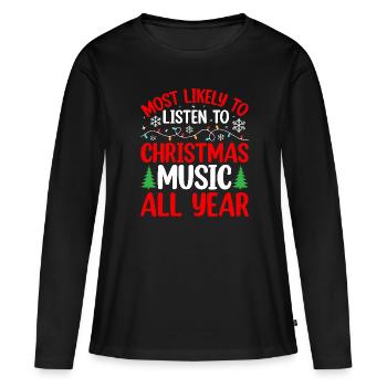 Elfes de Noël - T-shirt manches longues Premium bio Femme - noir - Devant - Julia (174cm)