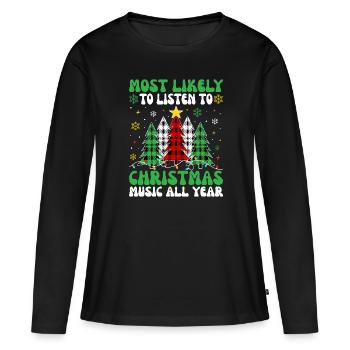 Elfes de Noël - T-shirt manches longues Premium bio Femme - noir - Devant - Julia (174cm)