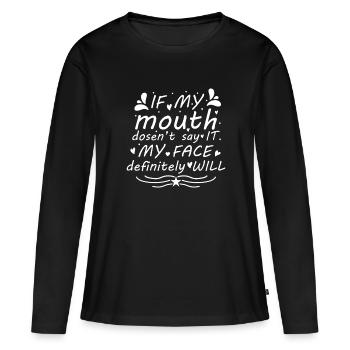 Présenter - T-shirt manches longues Premium bio Femme - noir - Devant - Julia (174cm)