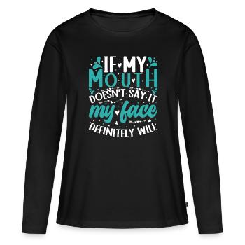 Présenter - T-shirt manches longues Premium bio Femme - noir - Devant - Julia (174cm)