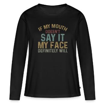 Présenter - T-shirt manches longues Premium bio Femme - noir - Devant - Julia (174cm)