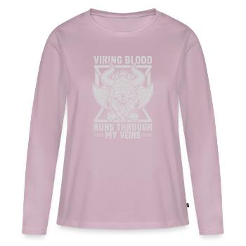 Wikinger Mythos Odin Ravens Huginn - Frauen Premium Bio Langarmshirt - Altrosa - Vorne - Julia (174cm)