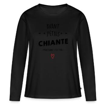 humour copine chiante - T-shirt manches longues Premium bio Femme - noir - Devant - Julia (174cm)