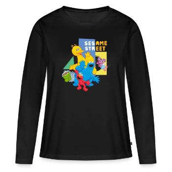 5 Rue Sésame Caractères Heureux - T-shirt manches longues Premium bio Femme - noir - Devant - Julia (174cm)