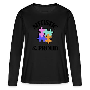 Autiste et fier - T-shirt manches longues Premium bio Femme - noir - Devant - Julia (174cm)