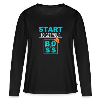 Devenez votre propre patron - T-shirt manches longues Premium bio Femme - noir - Devant - Julia (174cm)