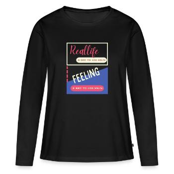 2 secondes à 100 km/h - T-shirt manches longues Premium bio Femme - noir - Devant - Julia (174cm)
