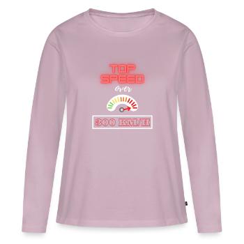 Vitesse maximale supérieure à 300 km/h - T-shirt manches longues Premium bio Femme - rose poudré - Devant - Julia (174cm)