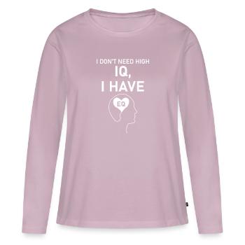 QI vs QE - T-shirt manches longues Premium bio Femme - rose poudré - Devant - Julia (174cm)