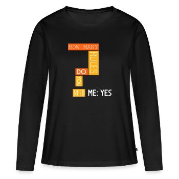 Combien de règles? - T-shirt manches longues Premium bio Femme - noir - Devant - Julia (174cm)