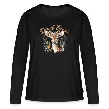 Reh Dirndl Ersatz - Frauen Premium Bio Langarmshirt - Schwarz - Vorne - Julia (174cm)