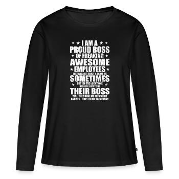 Humour, Citations cool, Fête des pères - T-shirt manches longues Premium bio Femme - noir - Devant - Julia (174cm)