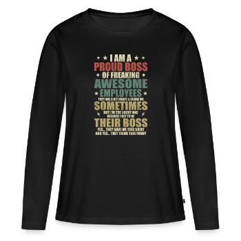 Humour, Citations cool, Fête des pères - T-shirt manches longues Premium bio Femme - noir - Devant - Julia (174cm)