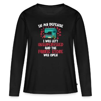In my defense i was left unsupervised - T-shirt manches longues Premium bio Femme - noir - Devant - Julia (174cm)