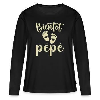 Bientôt pépé - T-shirt manches longues Premium bio Femme - noir - Devant - Julia (174cm)
