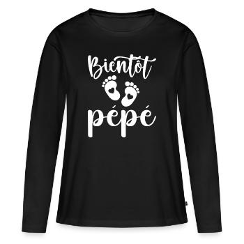 Bientôt pépé - T-shirt manches longues Premium bio Femme - noir - Devant - Julia (174cm)