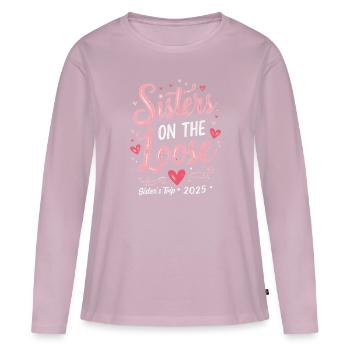 Sisters On The Loose Sisters Trip 2025 Vacation - T-shirt manches longues Premium bio Femme - rose poudré - Devant - Julia (174cm)