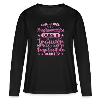 Une Super Programmatrice - Cadeau programmatrice - T-shirt manches longues Premium bio Femme - noir - Devant - Julia (174cm)
