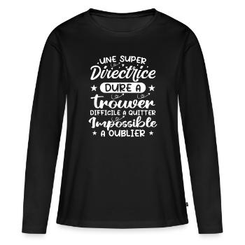 Une Super Directrice - Cadeau directrice - T-shirt manches longues Premium bio Femme - noir - Devant - Julia (174cm)