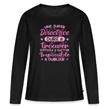 Une Super Directrice - Cadeau directrice - T-shirt manches longues Premium bio Femme - noir - Devant - Julia (174cm)