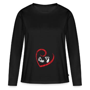 Cadeau Femme enceinte Grossesse - T-shirt manches longues Premium bio Femme - noir - Devant - Julia (174cm)