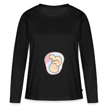 Embrio enfant cadeau de maman mère enceinte - T-shirt manches longues Premium bio Femme - noir - Devant - Julia (174cm)