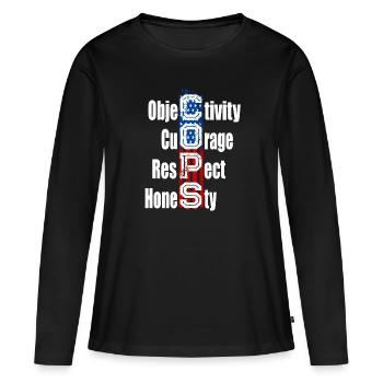Soutenez les flics - T-shirt manches longues Premium bio Femme - noir - Devant - Julia (174cm)