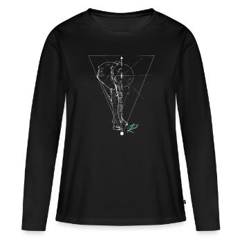 Ligne fine éléphant - T-shirt manches longues Premium bio Femme - noir - Devant - Julia (174cm)