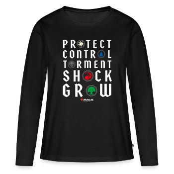 Magic: The Gathering Keywords With Magic Symbols - Women's Premium Organic Long Sleeve Shirt - black - Front - Julia (174cm)