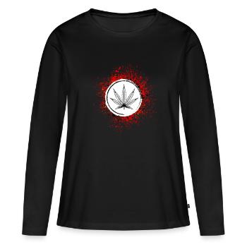 Hanf Blatt Symbol Cannabis - Frauen Premium Bio Langarmshirt - Schwarz - Vorne - Julia (174cm)