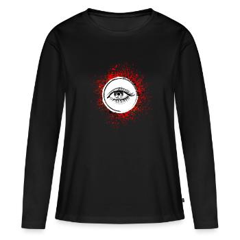 Cils symbole d’œil - T-shirt manches longues Premium bio Femme - noir - Devant - Julia (174cm)