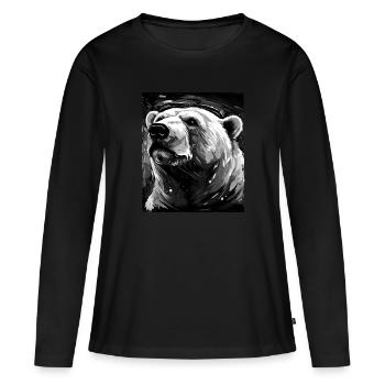 Portrait d’ours polaire Ours polaire - T-shirt manches longues Premium bio Femme - noir - Devant - Julia (174cm)
