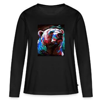 Portrait d’ours polaire Ours polaire - T-shirt manches longues Premium bio Femme - noir - Devant - Julia (174cm)