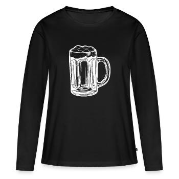 Chope à bière Bière - T-shirt manches longues Premium bio Femme - noir - Devant - Julia (174cm)