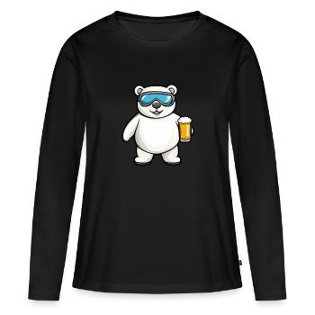 Eisbär Apres Ski Bier Comic - Frauen Premium Bio Langarmshirt - Schwarz - Vorne - Julia (174cm)