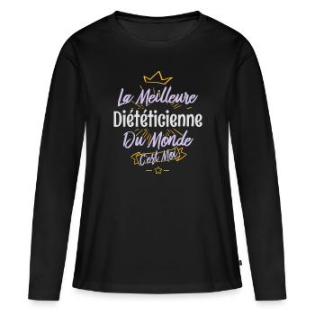 La meilleure diététicienne du monde - T-shirt manches longues Premium bio Femme - noir - Devant - Julia (174cm)