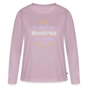 La meilleure monitrice du monde - T-shirt manches longues Premium bio Femme - rose poudré - Devant - Julia (174cm)