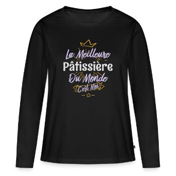 La meilleure pâtissière du monde - T-shirt manches longues Premium bio Femme - noir - Devant - Julia (174cm)