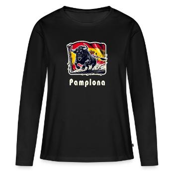 Pampelune, Espagne, Torero España - T-shirt manches longues Premium bio Femme - noir - Devant - Julia (174cm)