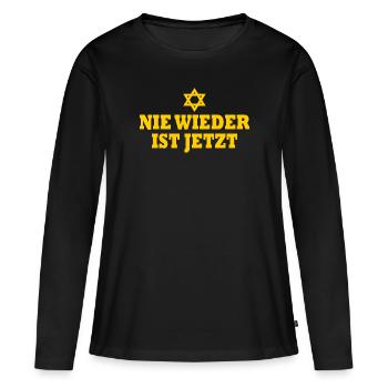 Nie wieder ist jetzt - Frauen Premium Bio Langarmshirt - Schwarz - Vorne - Julia (174cm)