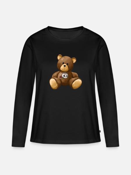 Peluche lindo de la historieta - Ekologisk långärmad premium-T-shirt dam - svart